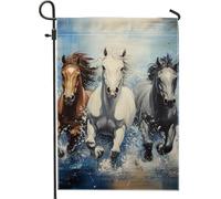 Bandieras Da Cortile Spring Summer Running Horses Brown White Gray Horse Divertente Bandieras Decorativo Bandiera Garden Anniversario Garden Flag Per Spiaggia Patio 30X45Cm