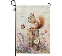 Bandieras Da Cortile Spring Summer Squirrel Divertente Bandieras Durevole Bandiera Garden Anniversario Garden Flag Per Spiaggia Esterni Veranda 30X45Cm