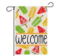 Bandieras Da Cortile Summer Hello Sunshine Colorful Popsicles Garden Flag Alta Qualità Striscione Tutte Le Stagioni Bandiera Di Benvenuto Per Spiaggia Veranda Patio M