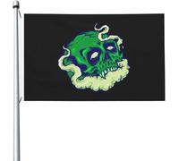 Bandieras Da Cortile Terror Of The Green Skull Striscione Divertente Bandieras Decorativo Per Spiaggia Veranda 90X150 Cm