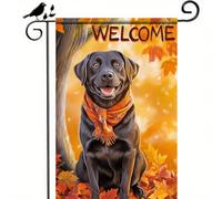 Bandieras Da Cortile Thanksgiving Fall Welcome Black Labrador Retriever Dog Durevole Striscione Alta Qualità Bandiera Di Benvenuto Per Patio Esterni M