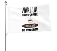 Bandieras Da Cortile Wake Up Drink Coffee Check Hearts Be Awesome Striscione Durevole Bandiera Garden Alta Qualità Divertente Bandieras Per Prato Veranda Spiaggia 90X150 Cm