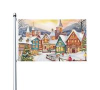 Bandieras Da Cortile Watercolor Magic Christmas Village Garden Flag Durevole Bandiera Garden Decorativo Bandiera Di Benvenuto Per Spiaggia Prato Veranda 90X150Cm