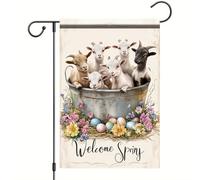 Bandieras Da Cortile Welcome Spring Baby Goats Easter Eggs Flowers Tutte Le Stagioni Divertente Bandieras Anniversario Garden Flag Per Patio Veranda S