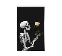 Bandieras Da Cortile White Skeleton Rock And Roll Skull Boho Bandiera Garden Alta Qualità Bandiera Di Benvenuto Decorativo Striscione Per Esterni Spiaggia Prato 90X150 Cm
