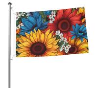 Bandieras Da Cortile Yellow Sunflower, Spring Divertente Bandieras Alta Qualità Bandiera Di Benvenuto Decorativo Striscione Per Spiaggia Patio Veranda 90X150 CM