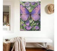 Bandiere 2 x 3 Ft Doppio Lato Banner Bella Viola Farfalla Art Bandiera 200D Decorazione Pesante All'aperto Benvenuto Yard Bandiere Con Occhielli in Ottone Bandiera Giardino Per Matrimonio Tutte Le