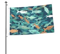 Bandiere 2 x 3 Ft Outdoor Double Sided Bandiera Benvenuto Yard Bandiere con occhielli in ottone Astratto Shoal of Fish Flag Decorazioni Yard Flag per Matrimonio Stagionale Vacanze Esterne Decorazione