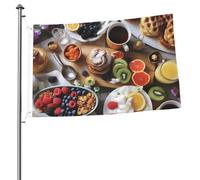 Bandiere 2 x 3 Ft Outdoor Double Sided Bandiera Benvenuto Yard Bandiere con occhielli in ottone Bella Prima Colazione Bandiera Decorazioni Yard Bandiera per Matrimonio Stagionale Vacanze Esterne