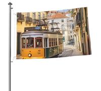 Bandiere 2 x 3 Ft Outdoor Double Sided Bandiera Benvenuto Yard Bandiere con occhielli in ottone Lisbona tram Bandiera Decorazioni Yard Bandiera per Matrimonio Stagionale Vacanze Esterne Decorazione