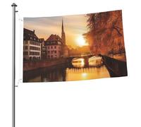 Bandiere 2 x 3 Ft Outdoor Double Sided Bandiera Benvenuto Yard Bandiere con occhielli in ottone Strasburgo Sundown Bandiera Decorazioni Yard Flag per Matrimonio Stagionale Vacanze Esterne Decorazione