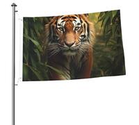 Bandiere 2 x 3 Ft Outdoor Double Sided Bandiera Benvenuto Yard Bandiere con occhielli in ottone tigre nella giungla Bandiera Decorazioni Yard Bandiera per Matrimonio Stagionale Vacanze Esterne