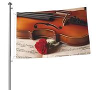 Bandiere 2 x 3 Ft Outdoor Double Sided Bandiera Benvenuto Yard Bandiere con occhielli in ottone Violino spartito musica Bandiera Decorazioni Yard Bandiera per Matrimonio Stagionale Vacanze Esterne