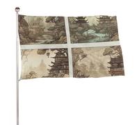 Bandiere 23,6 x 35,4 pollici Bandiera esterna Banner Giardino Bandiere Decorazione Paesaggio Cinese Pittura Bandiere di benvenuto Cortile 200D Banner in poliestere resistente Grandi bandiere per il