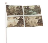 Bandiere 23,6 x 35,4 pollici Bandiera esterna Banner Giardino Bandiere Decorazione Paesaggio Cinese Pittura Bandiere di benvenuto Cortile 200D Banner in poliestere resistente Grandi bandiere per il