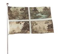 Bandiere 23,6 x 35,4 pollici Bandiera esterna Banner Giardino Bandiere Decorazione Paesaggio Cinese Pittura Bandiere di benvenuto Cortile 200D Banner in poliestere resistente Grandi bandiere per il