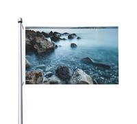 Bandiere 3 x 1,5 m bandiera esterna a doppia faccia bandiere di benvenuto da cortile con occhielli in ottone calmo mare e rocce bandiera da giardino decorazioni per cortile bandiera per matrimoni