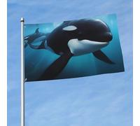 Bandiere 3 x 1,5 m bandiera esterna a doppia faccia bandiere di benvenuto da cortile con occhielli in ottone killer whale bandiera decorazioni bandiera cortile per matrimoni vacanze stagionali