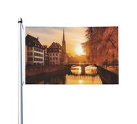 Bandiere 3 x 1,5 m bandiera esterna a doppia faccia bandiere di benvenuto da cortile con occhielli in ottone Strasburgo tramonto bandiera da giardino decorazioni bandiera da cortile per matrimoni