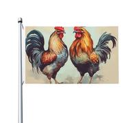Bandiere 3 x 1,5 m bandiera esterna a doppia faccia bandiere di benvenuto da cortile con occhielli in ottone gallo e gallina decorazioni bandiera da giardino bandiera da cortile per matrimoni