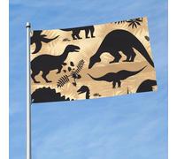 Bandiere 3 x 5 Ft Outdoor Double Sided Bandiera Benvenuto Yard Bandiere con occhielli in ottone Dinosauro silhouette Bandiera Decorazioni Yard Bandiera per Matrimonio Stagionale Vacanze Esterne