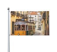 Bandiere 3 x 5 Ft Outdoor Double Sided Bandiera Benvenuto Yard Bandiere con occhielli in ottone Lisbona tram Bandiera da giardino Decorazioni Yard Bandiera per Matrimonio Stagionale Vacanze Esterne