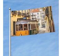 Bandiere 3 x 5 Ft Outdoor Double Sided Bandiera Benvenuto Yard Bandiere con occhielli in ottone Lisbona tram Bandiera Decorazioni Yard Bandiera per Matrimonio Stagionale Vacanze Esterne Decorazione