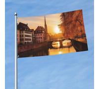 Bandiere 3 x 5 Ft Outdoor Double Sided Bandiera Benvenuto Yard Bandiere con occhielli in ottone Strasburgo Sundown Bandiera Decorazioni Yard Flag per Matrimonio Stagionale Vacanze Esterne Decorazione