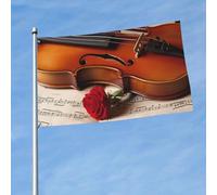 Bandiere 3 x 5 Ft Outdoor Double Sided Bandiera Benvenuto Yard Bandiere con occhielli in ottone Violino spartito musica Bandiera Decorazioni Yard Bandiera per Matrimonio Stagionale Vacanze Esterne