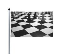 Bandiere 3 x 5 Ft Outdoor Double Sided Bandiere di benvenuto Yard Bandiere con occhielli in ottone Nero Bianco Scacchi Scacchiera Giardino Bandiere Decorazioni Yard Bandiera per Matrimonio Stagionale