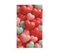 Bandiere 3D a forma di cuori per casa da cortile, 0,9 x 1,5 m, striscione di auguri con occhielli per interni ed esterni, decorazioni per la casa