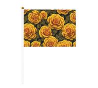Bandiere 3D a forma di rose gialle, piccole bandiere da tenere in mano, mini bandiere su bastone per feste, attività di squadra, parate, decorazione per le vacanze, confezione da 10
