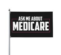 Bandiere 3x5 piedi Chiedimi informazioni sulla bandiera Medicare Bandiera da giardino Bandiera da casa Banner Arazzo Bandiera da giardino esterna Con 2 occhielli