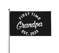 Bandiere 3x5 piedi First Time Grandpa Est. 2023 Divertente n regalo per il nonno Bandiera da giardino Bandiera da casa Banner Arazzo Bandiera da cortile per esterni con 2 occhielli