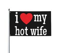 Bandiere 3x5 piedi I Heart my Hot wife I Love My Hot Wife Bandiera da giardino Bandiera da casa Banner Arazzo Bandiera da giardino per esterni Con 2 occhielli