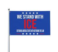 Bandiere 3x5 piedi We Stand With Ice Flags Defending America Starts With Defending The Law Flag Divertente bandiera da giardino Casa Stendardi da esterno Bandiere da cortile Stendardo da parata