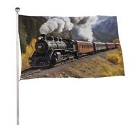 Bandiere 50 x 80 cm Bandiera Esterna Bandiera Giardino Banner Decorazione Bandiere Locomotiva a Vapore Treno Benvenuto Yard Bandiere 200D Poliestere Resistente Bandiere Grandi per Cortile di Vacanza