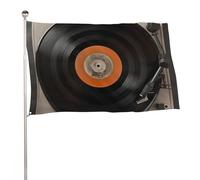 Bandiere 50 x 80 cm Bandiera per esterni Bandiera da giardino Bandiere decorative Vintage Vinile Record Bandiere di benvenuto Cortile 200D Banner in poliestere resistente Grandi bandiere per vacanze