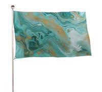 Bandiere 50 x 80 cm Bandiera per esterni Bandiera da giardino Bandiere Decorazione Verde Acqua E Oro Marmo Benvenuto Cortile Bandiere 200D Poliestere Resistente Bandiere Grandi per Cortile di Vacanza