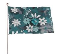 Bandiere 50 x 80 cm Bandiera per esterni Bandiera da giardino Bandiere Decorazione Verde Acqua Grigio E Bianco Floreale Benvenuto Yard Bandiere 200D Poliestere Resistente Bandiere Grandi per Cortile
