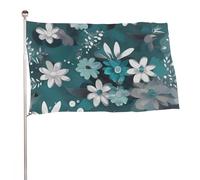 Bandiere 50 x 80 cm Bandiera per esterni Bandiera da giardino Bandiere Decorazione Verde Acqua Grigio E Bianco Floreale Benvenuto Yard Bandiere 200D Poliestere Resistente Bandiere Grandi per Cortile