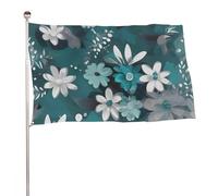 Bandiere 50 x 80 cm Bandiera per esterni Bandiera da giardino Bandiere Decorazione Verde Acqua Grigio E Bianco Floreale Benvenuto Yard Bandiere 200D Poliestere Resistente Bandiere Grandi per Cortile