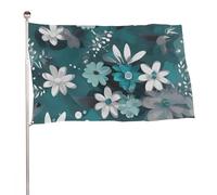 Bandiere 50 x 80 cm Bandiera per esterni Bandiera da giardino Bandiere Decorazione Verde Acqua Grigio E Bianco Floreale Benvenuto Yard Bandiere 200D Poliestere Resistente Bandiere Grandi per Cortile