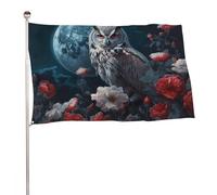 Bandiere 61 x 88,9 cm Outdoor Double Sided Bandiera Benvenuto Yard Bandiere con occhielli in ottone Gufo tra i fiori di notte Bandiera Decorazioni Yard Bandiera per Matrimonio Stagionale Vacanze