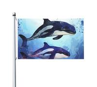 Bandiere 90 x 152 cm 200D Heavy Banner Decorazione Outdoor Bandiera Orca Killer Whale Bandiera Benvenuto Yard Bandiere con occhielli in ottone Bandiera da giardino per tutte le stagioni Decorazione
