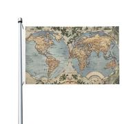 Bandiere 90 x 152 cm 200D Heavy Banner Decorazione Outdoor Bandiera Vintage Vecchio Mappa del Mondo Bandiera di benvenuto Yard Bandiere con occhielli in ottone Bandiera da giardino per tutte le