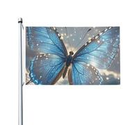 Bandiere 90 x 152 cm 200D Heavy Banner Decorazione Outdoor Flag Blue Butterfly Flag Welcome Yard Bandiere con occhielli in ottone Bandiera da giardino per tutte le stagioni Decorazione esterna