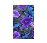 Bandiere a farfalla blu da 9,5 x 1,5 m, bandiera da giardino con fiori viola su entrambi i lati per casa cortile esterno interno festa decorativa