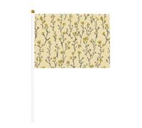 Bandiere a forma di fiore di erba medica gialla, piccole bandiere tenute in mano, mini bandiere su bastone per feste, attività di squadra, sfilate, decorazione per le vacanze, confezione da 10