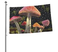 Bandiere a forma di fungo rosso per esterni, 6 x 0,9 m, bandiera stagionale da giardino con occhielli bandiera esterna per decorazioni per la casa sfondo fotografico